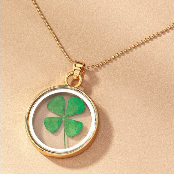 Gold Four Leaf Clover Shamrock Necklace
